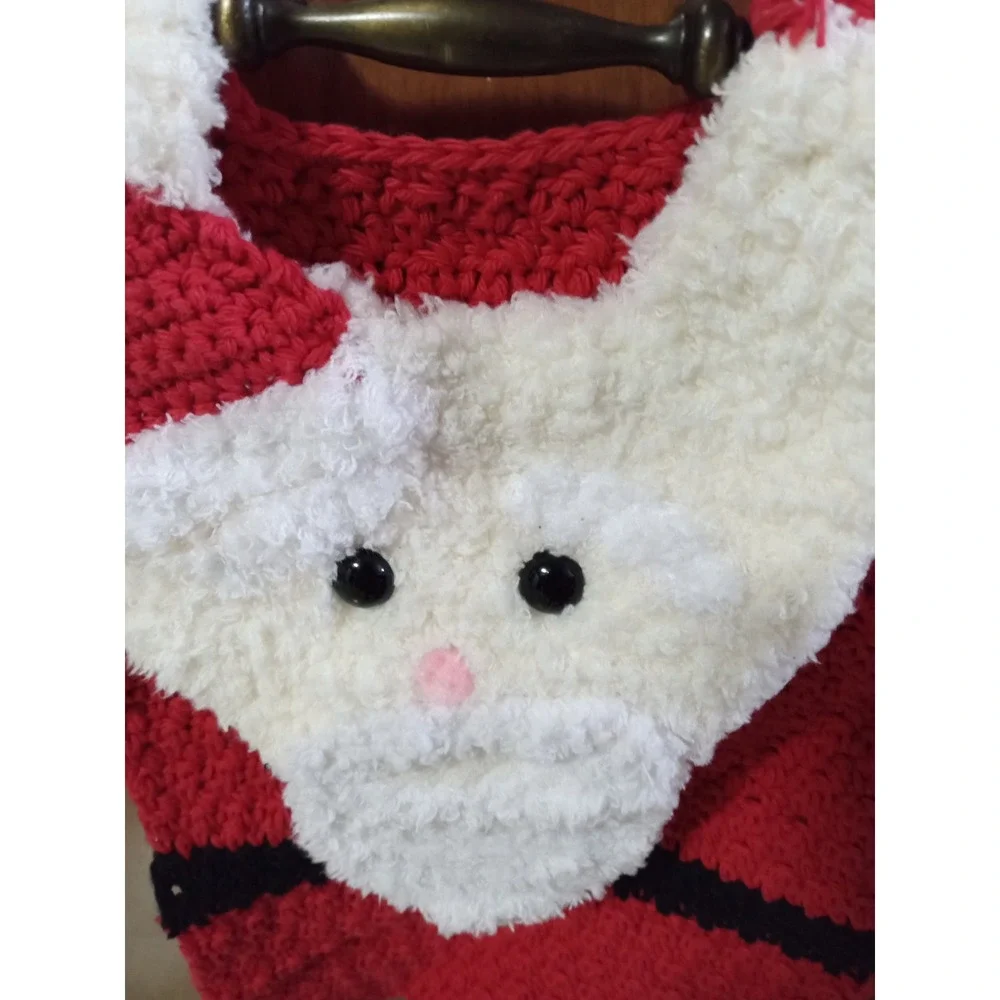 Handmade Crochet Santa Claus Kitchen Towel Christmas Holiday Decor Red‎ White